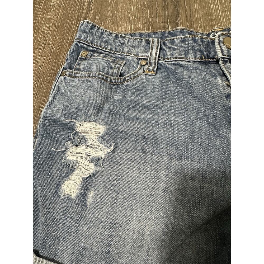 Gap Sexy Boyfriend Shorts Women’s Size 2 Distressed Cuffed Denim Blue w/ Initial - Picture 3 of 8